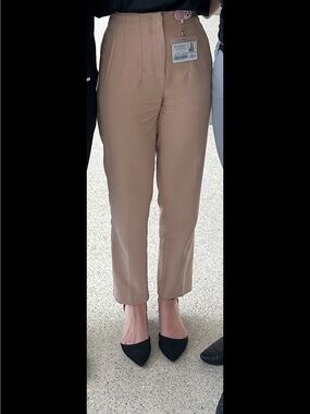 Zara Cropped Tailored Trousers in Light Brown